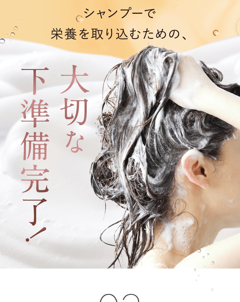 シャンプーで栄養を取り込むための、大切な下準備完了!