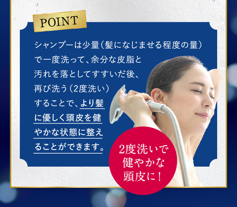 POINT 2度洗いで健やかな頭皮に!